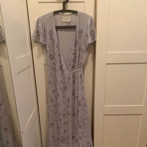 Bhldn Plymouth Wrap Dress Fog Us 
